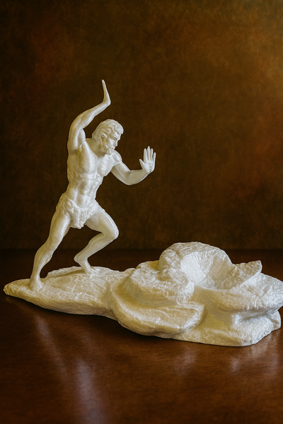 Portabottiglia uomo scultura bianca